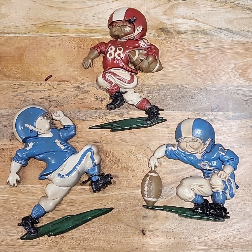 Vintage 1976 HOMCO 3D Metal Football Wall Decor | Set of 3